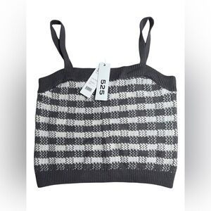 NWT 525 Gray & White Checkered Knit Cami Tank Top Size Small sweater tank